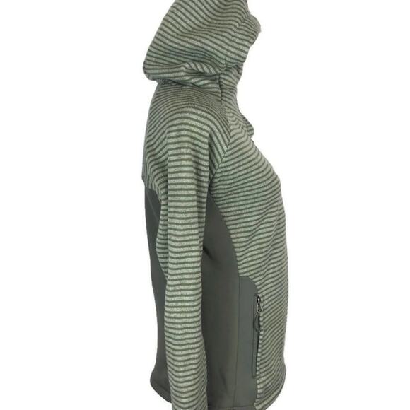 Avalanche Cascade Hooded Sweater Pullover Jacket Womens Sz Small Green Striped - Picture 2 of 8